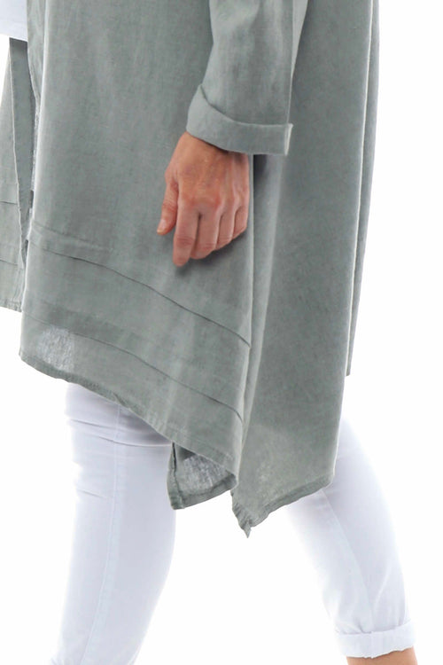 Rowyn Washed Linen Jacket Khaki - Image 7