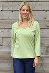 Kinsley Washed V-Neck Cotton Top Olive