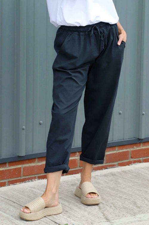 Bethany Cotton Trousers Charcoal - Image 3
