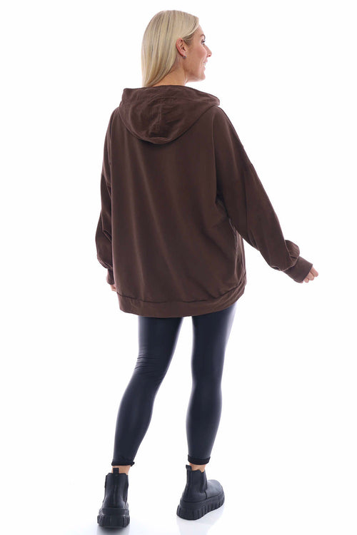 Camille Needlecord Hooded Top Cocoa - Image 5