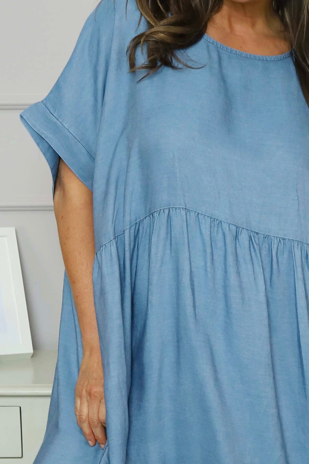 Bernice Belt Detail Denim Dress Mid Denim