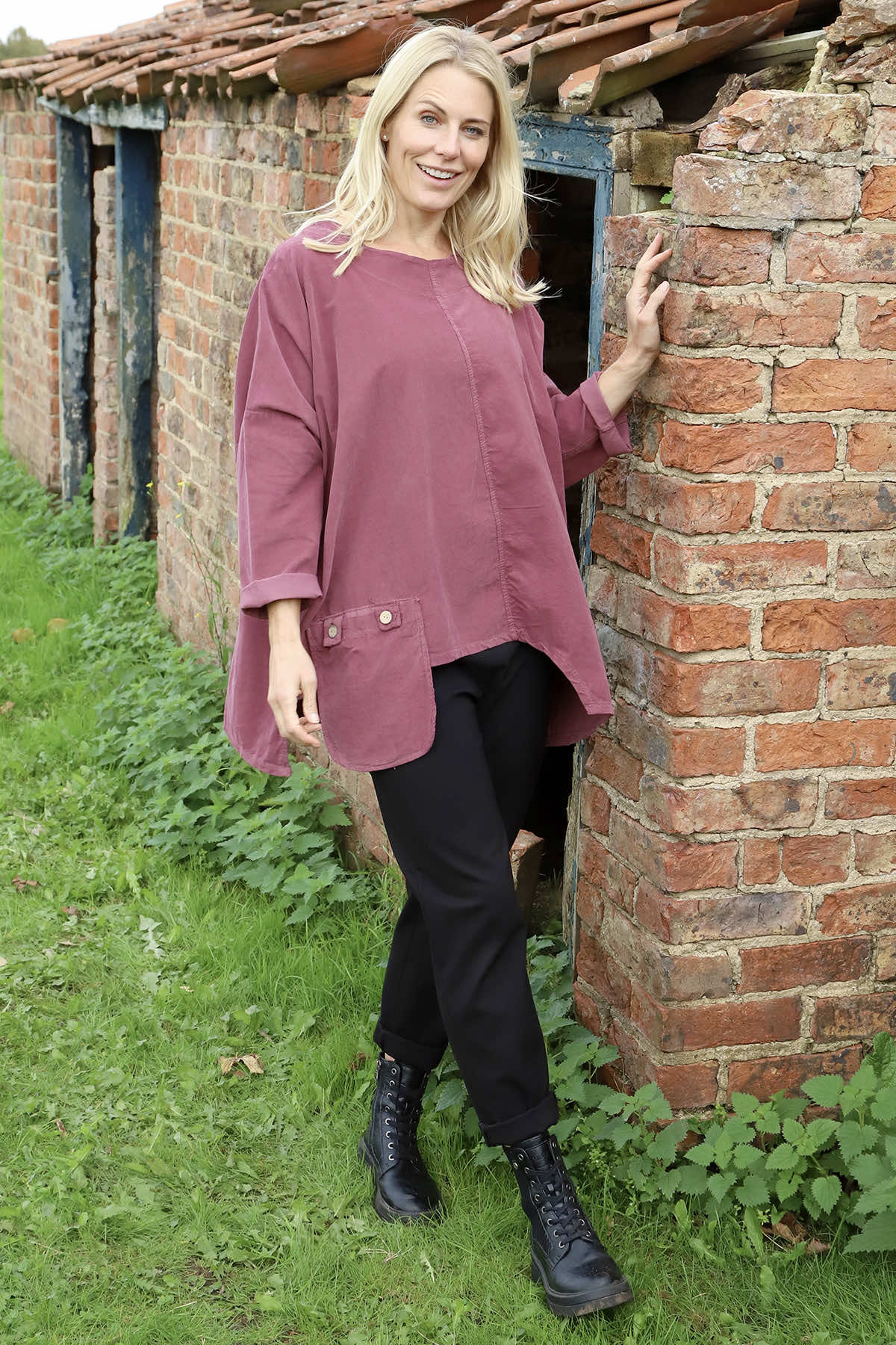 Daisy Needlecord Top Plum