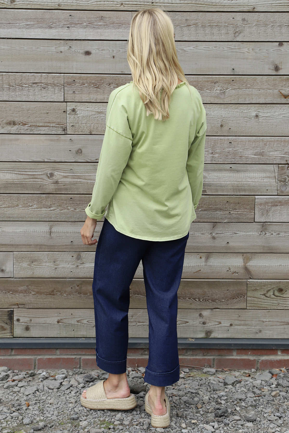 Kinsley Washed V-Neck Cotton Top Olive