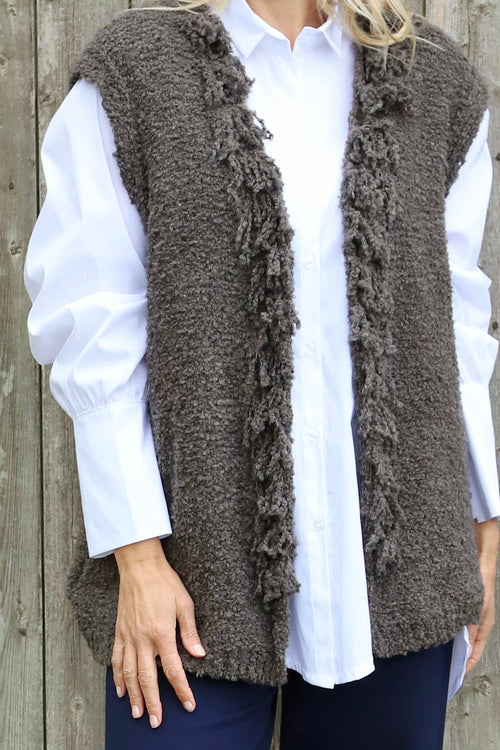 Caroline Knit Gilet Dark Mocha - Image 3