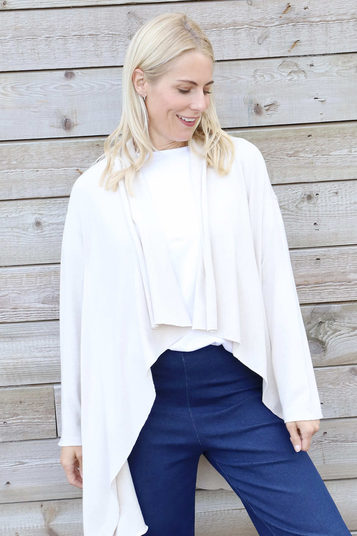 Regan Waterfall Cardigan Stone