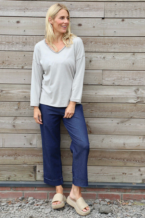 Kinsley Washed V-Neck Cotton Top Mocha - Image 2