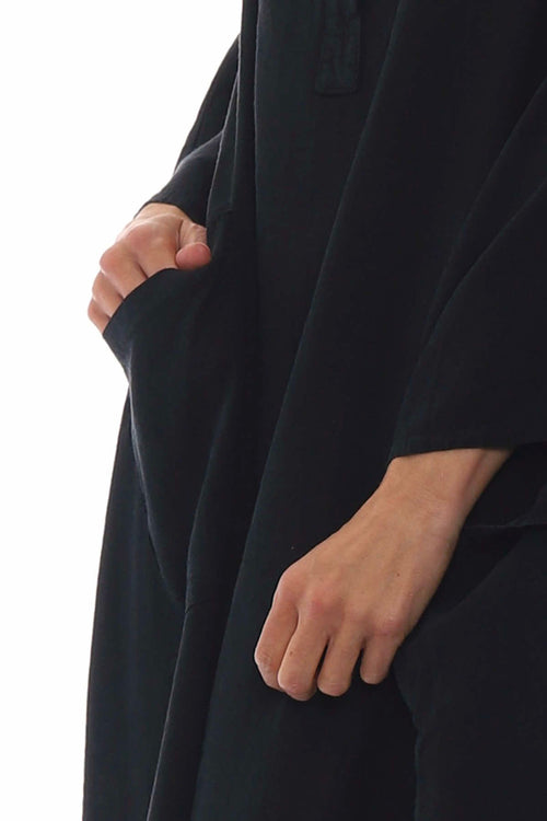 Elham Washed Linen Dress Black - Image 3