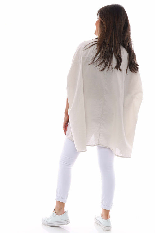 Avana Embroidered Cotton Shirt Stone - Image 6