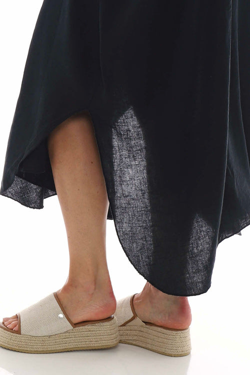 Elham Washed Linen Dress Black - Image 5