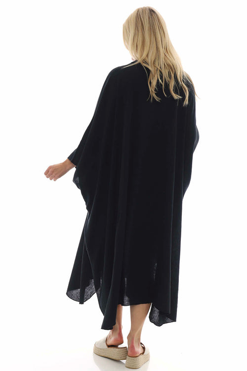 Elham Washed Linen Dress Black - Image 6