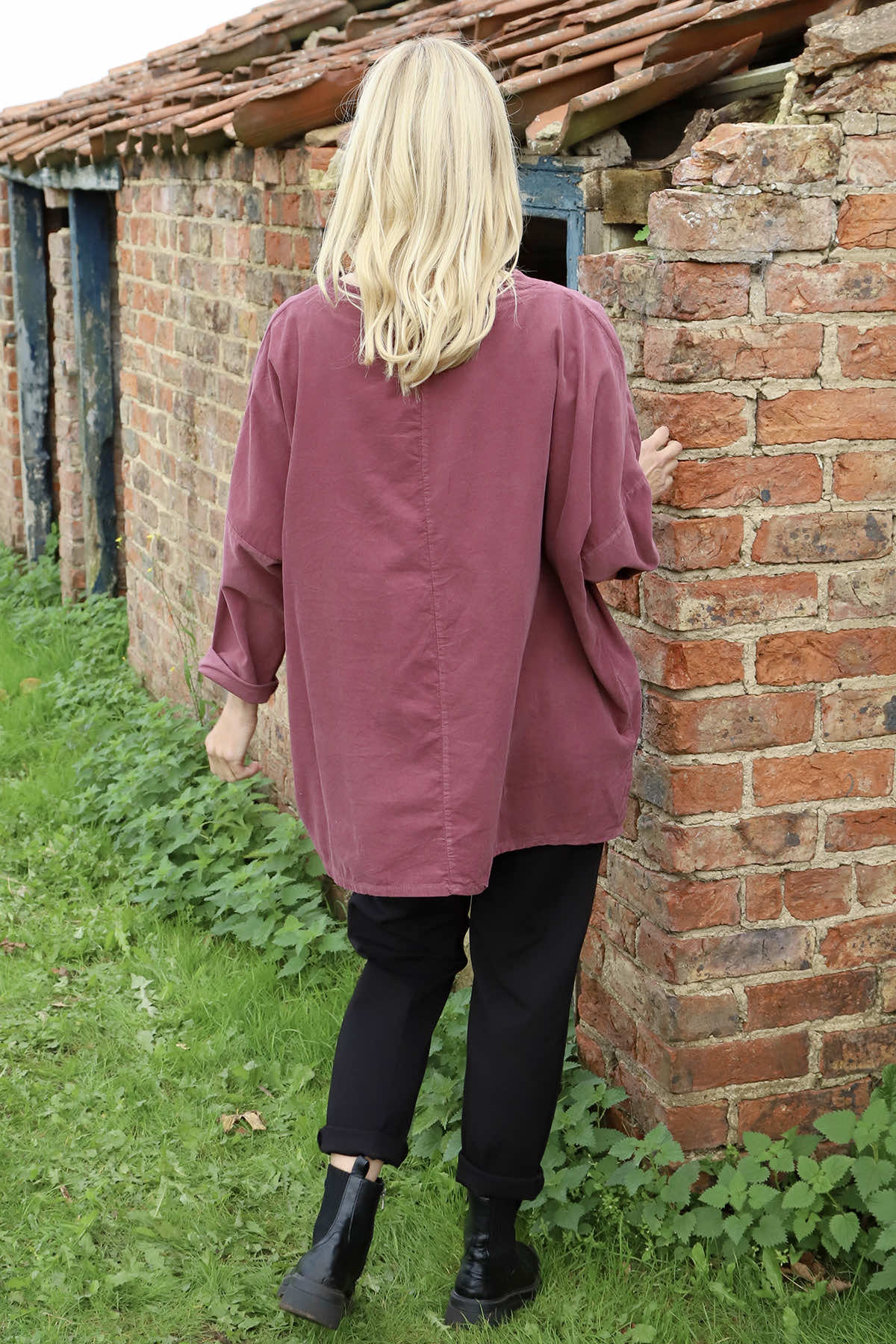 Daisy Needlecord Top Plum