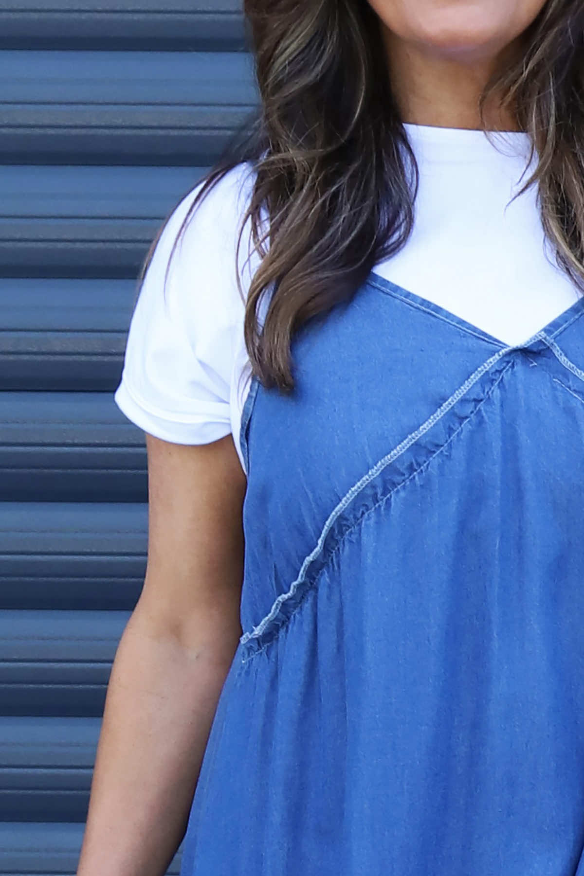 Shanna Strap Denim Dress Mid Denim