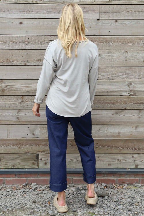 Kinsley Washed V-Neck Cotton Top Mocha - Image 4