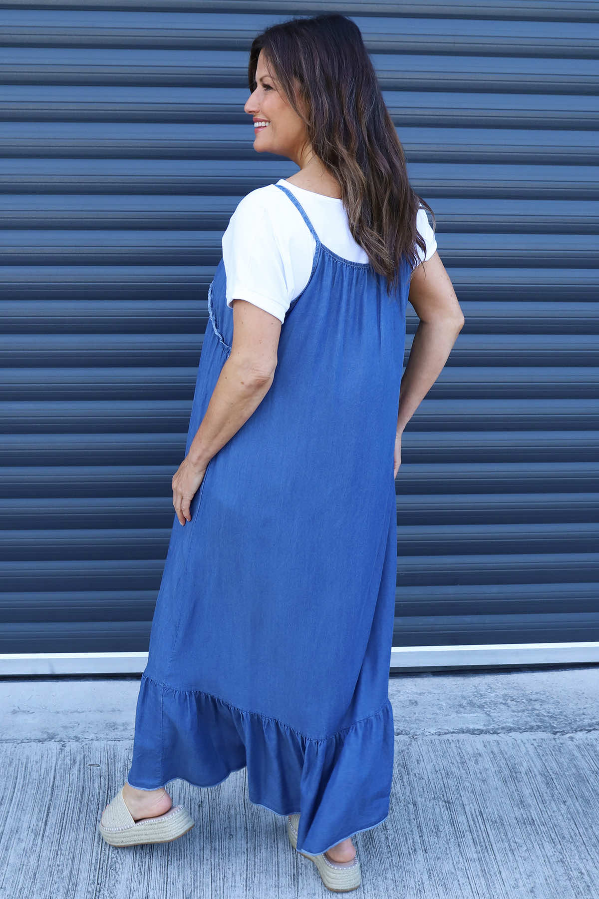 Shanna Strap Denim Dress Mid Denim
