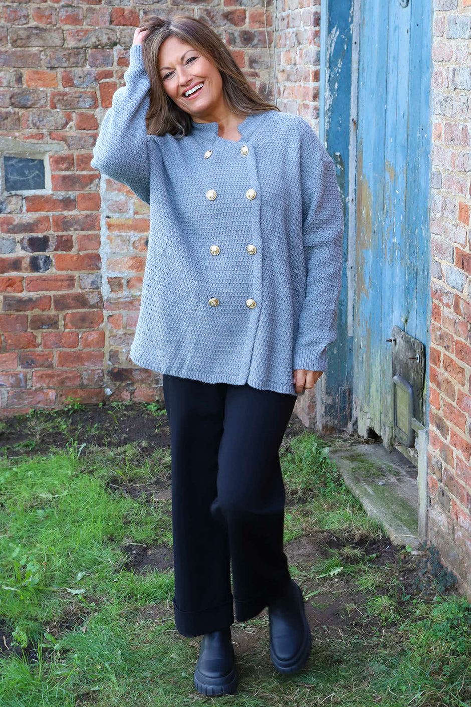 Belinda Knitted Cardigan Mid Grey