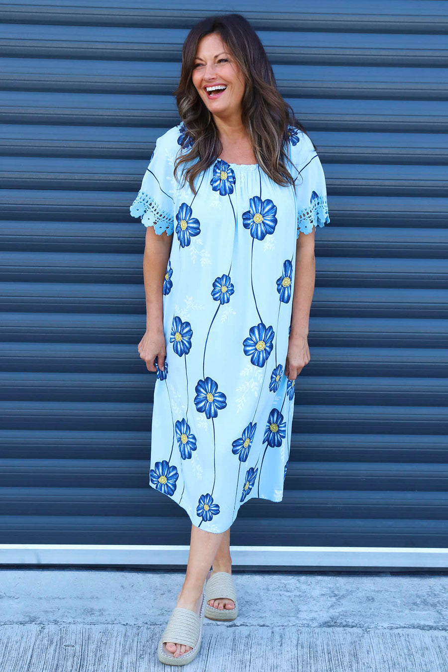 Thea Floral Dress Light Blue