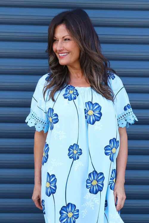 Thea Floral Dress Light Blue - Image 2