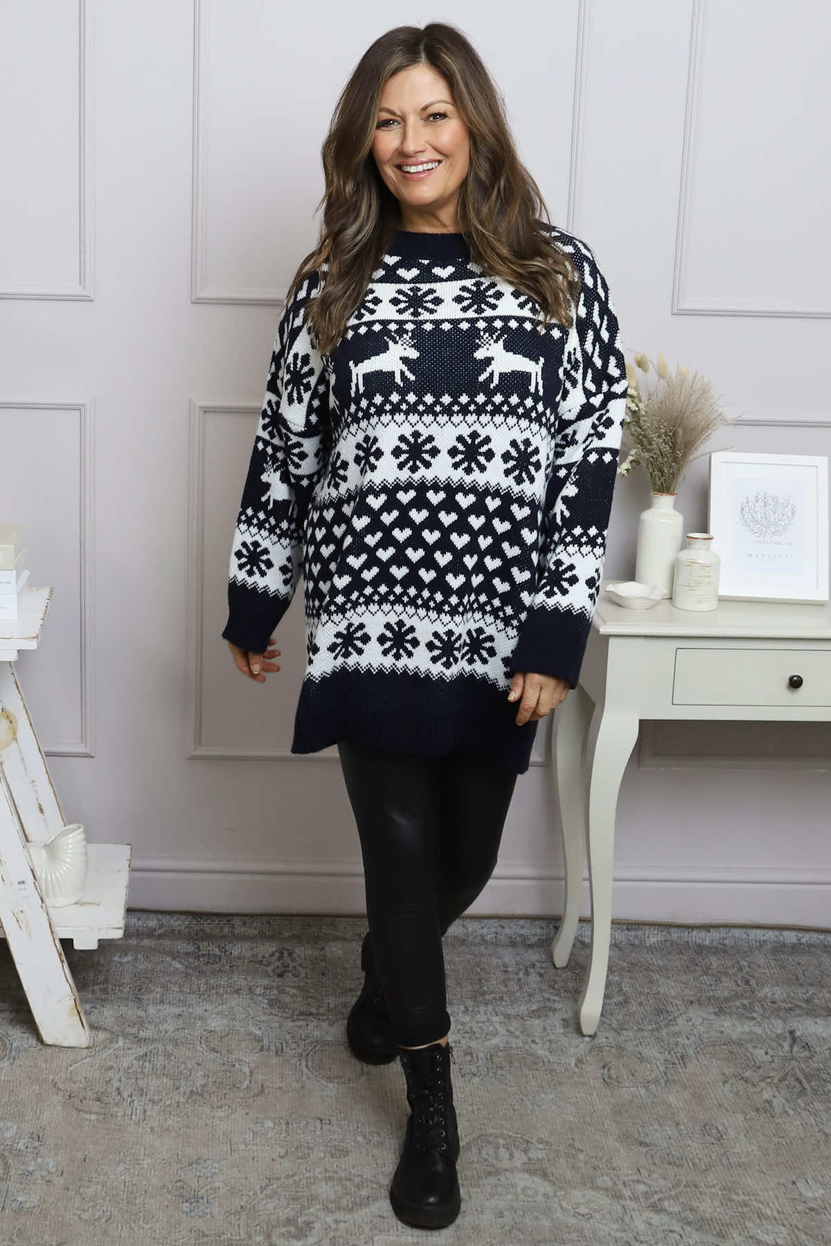 Dasher Festive Knitted Jumper Navy