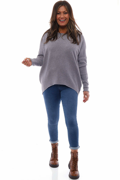 Nuria Ribbed Knitted Jumper Mid Grey