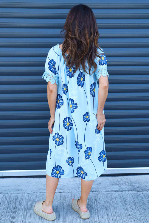 Thea Floral Dress Light Blue - Image 4