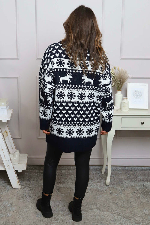 Dasher Festive Knitted Jumper Navy - Image 4