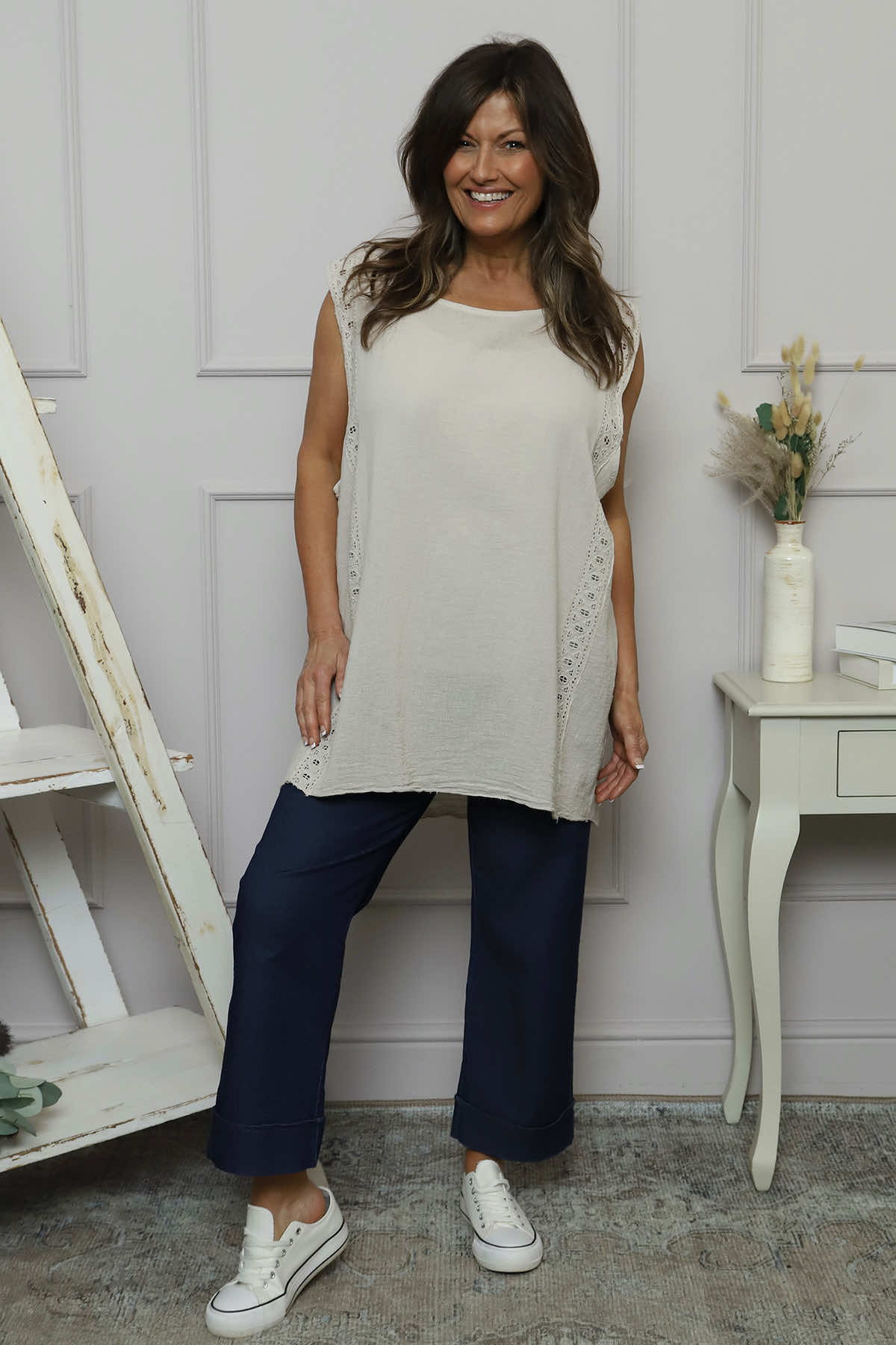 Ferne Sleeveless Cotton Top Stone