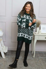 Dasher Festive Knitted Jumper Bottle Green Bottle Green - Dasher Festive Knitted Jumper Bottle Green