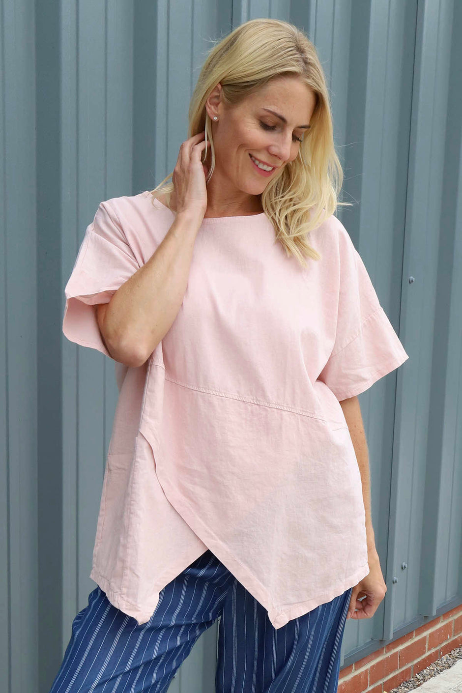 Merle Pocket Linen Top Pink