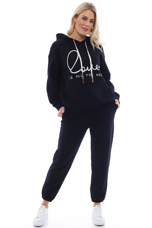 Love Is All You Need Hooded Cotton Top Black - Image 2