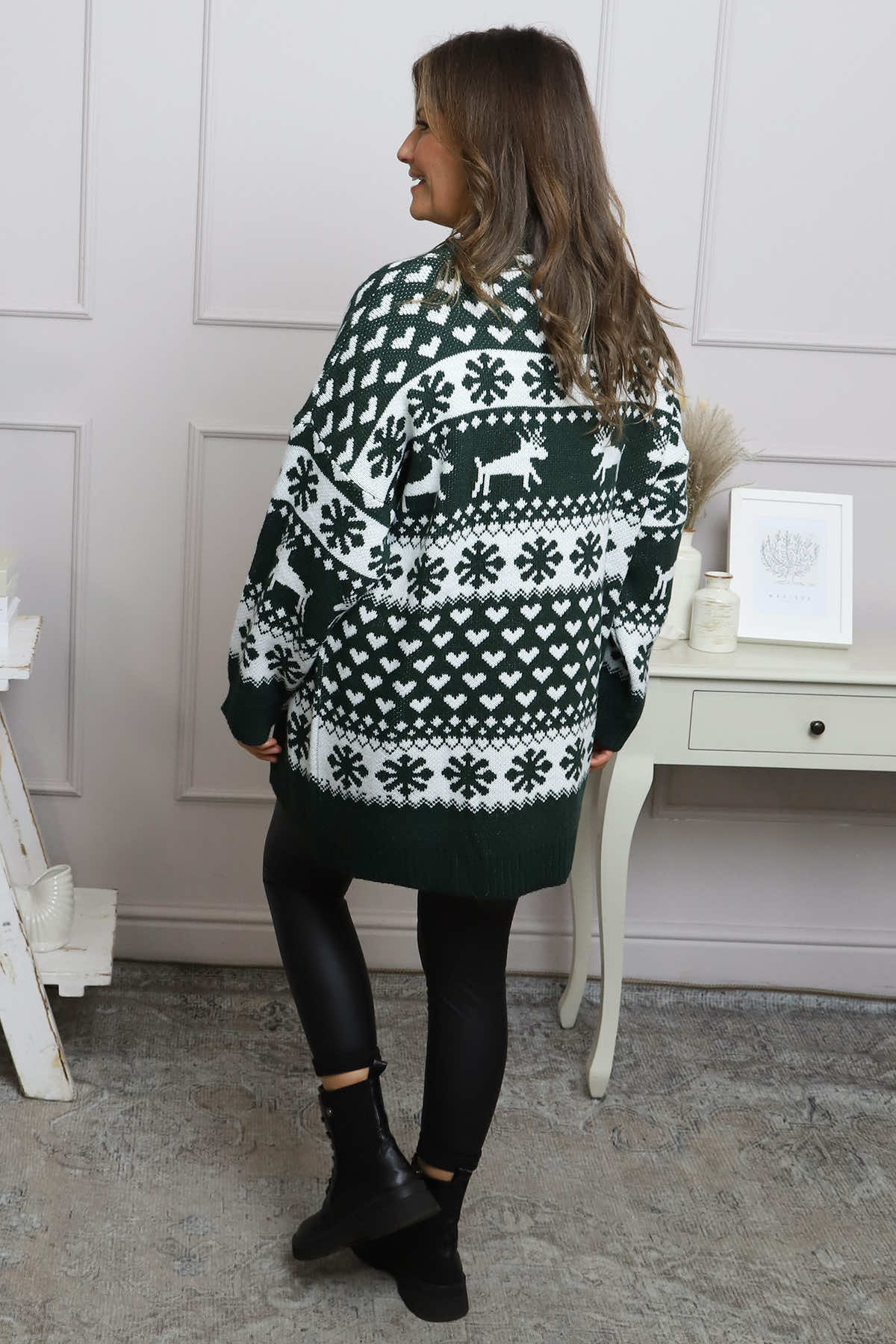 Dasher Festive Knitted Jumper Bottle Green