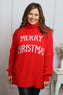 Merry Christmas Polo Neck Jumper Red