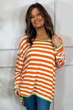 Ariella Stripe Top Orange Orange - Ariella Stripe Top Orange