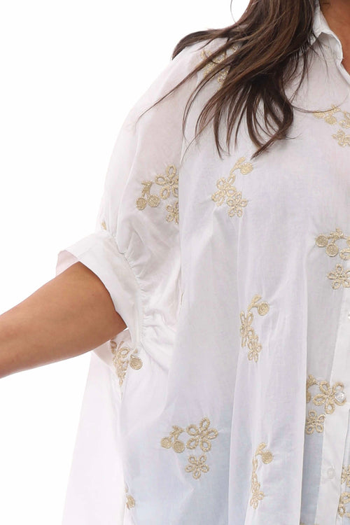 Avana Embroidered Cotton Shirt White - Image 3