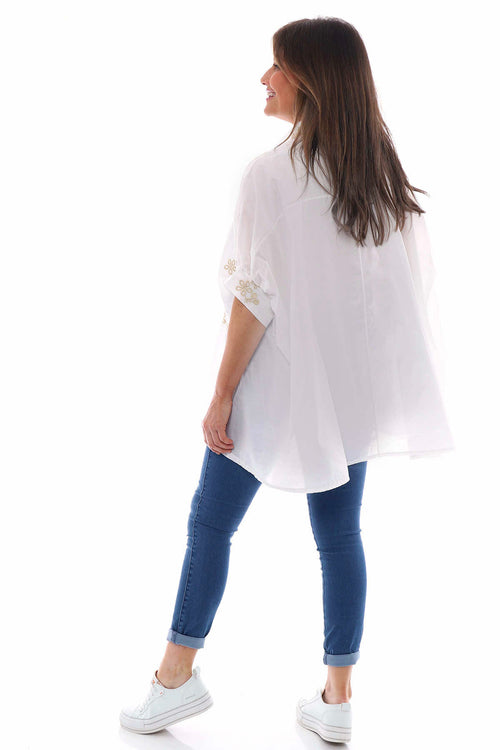 Avana Embroidered Cotton Shirt White - Image 6