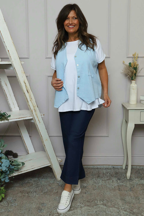Maryam Linen Waistcoat Light Blue