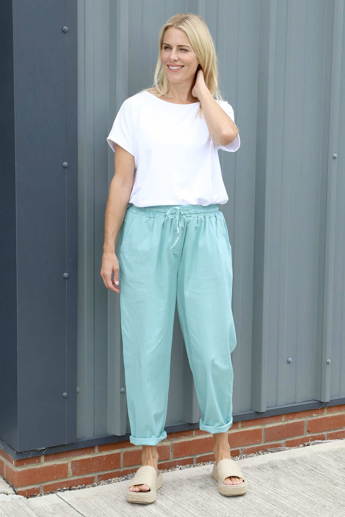 Bethany Cotton Trousers Sage Green