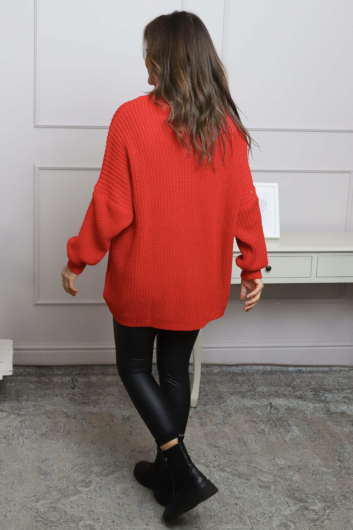 Merry Christmas Polo Neck Jumper Red