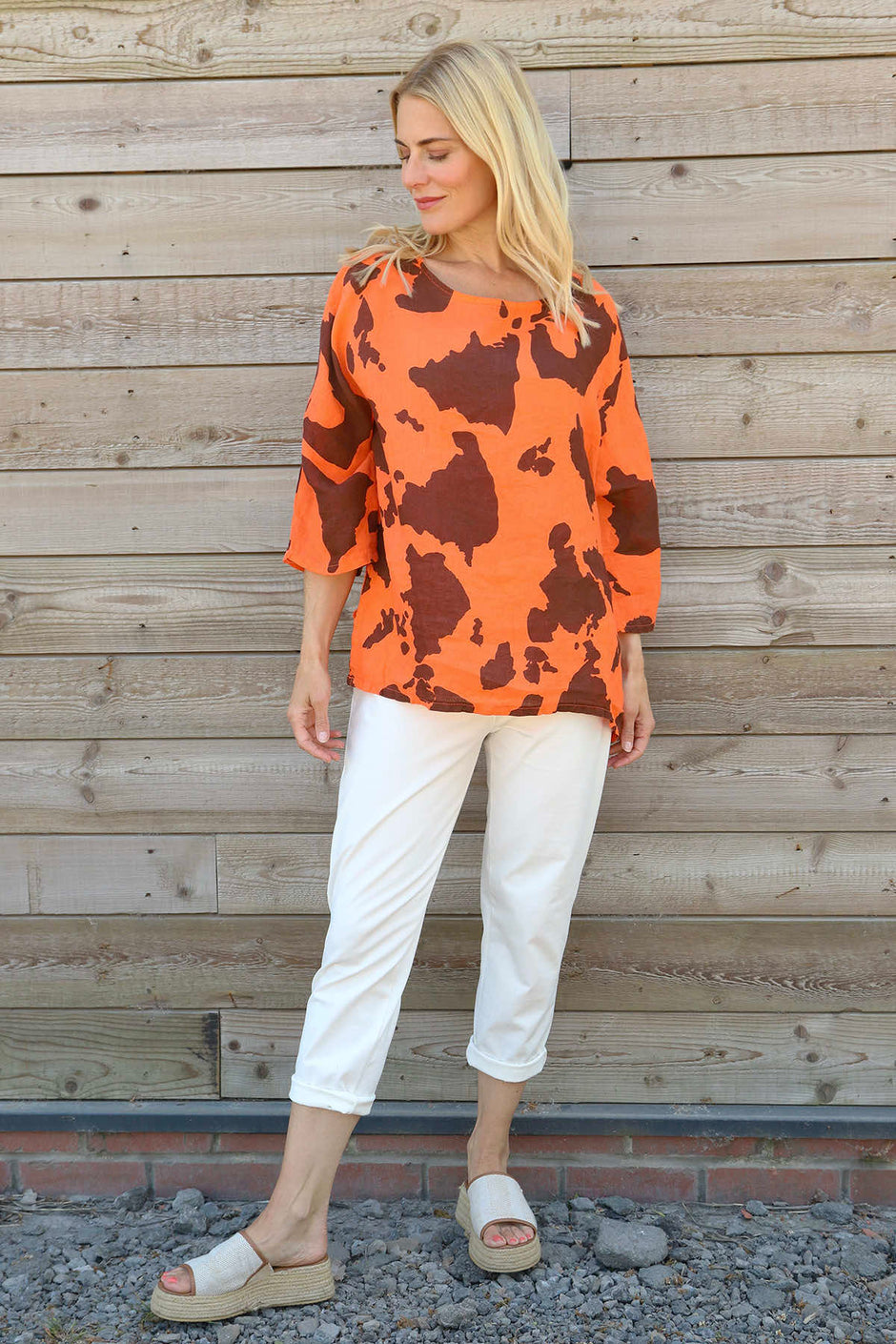 Vicki Nashville Linen Top Orange