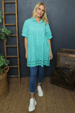 Ermina Tiered Cotton Shirt Mint Mint - Ermina Tiered Cotton Shirt Mint