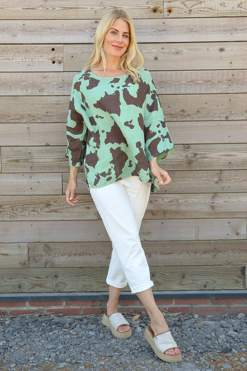 Vicki Nashville Linen Top Sage Green