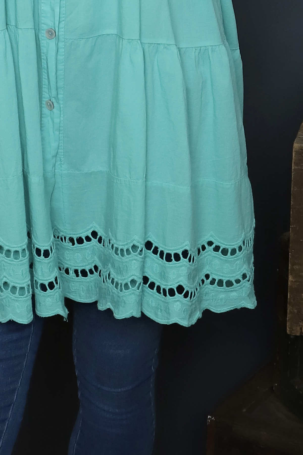 Ermina Tiered Cotton Shirt Mint