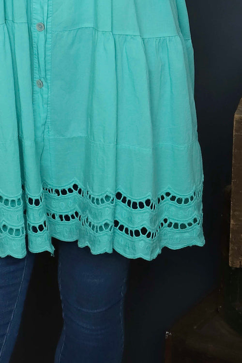 Ermina Tiered Cotton Shirt Mint - Image 3
