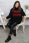 Merry Christmas Polo Neck Jumper Black