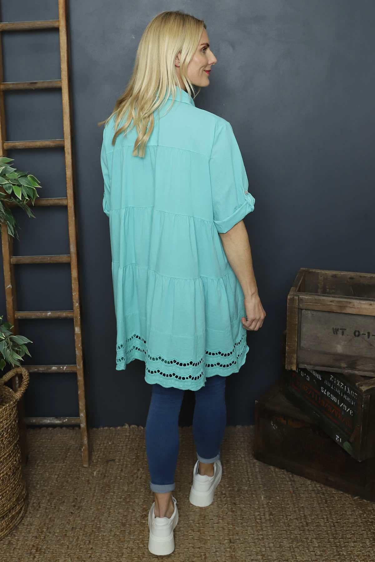 Ermina Tiered Cotton Shirt Mint