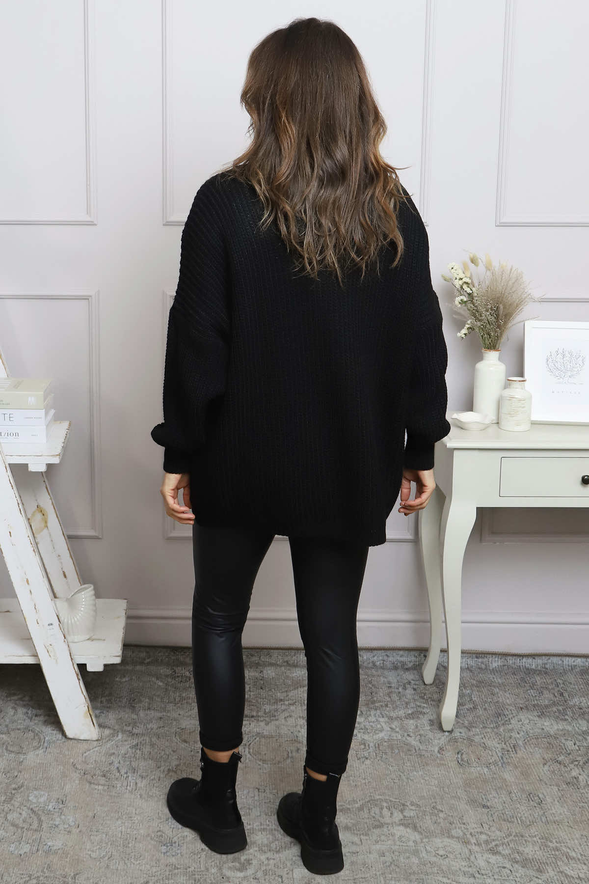 Merry Christmas Polo Neck Jumper Black