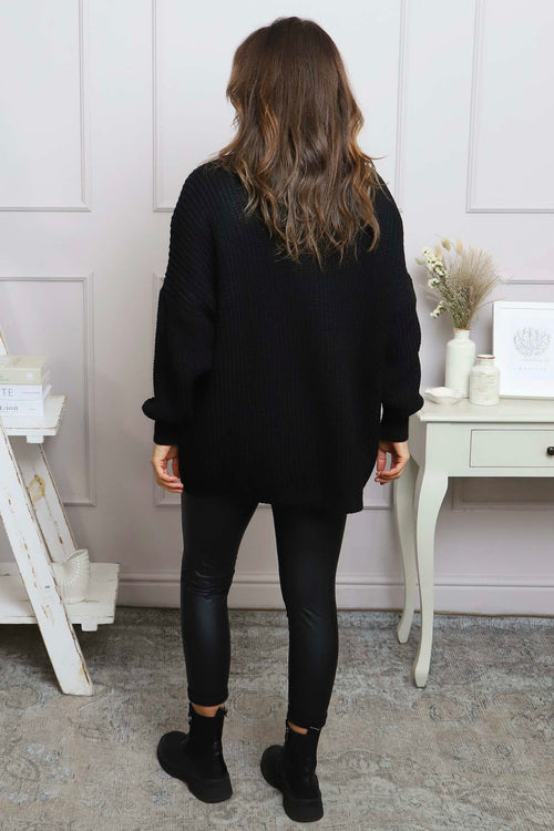 Merry Christmas Polo Neck Jumper Black - Image 6