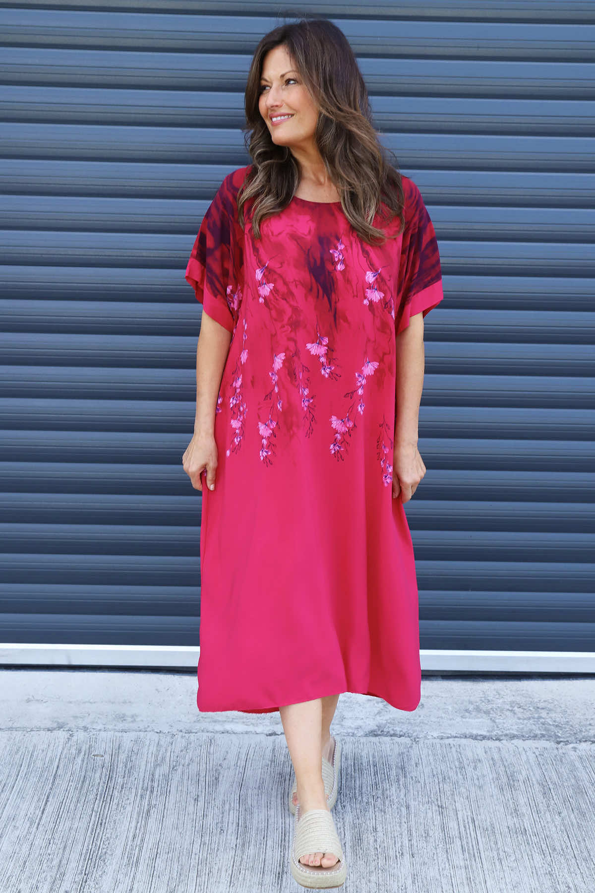 Solada Print Dress Hot Pink