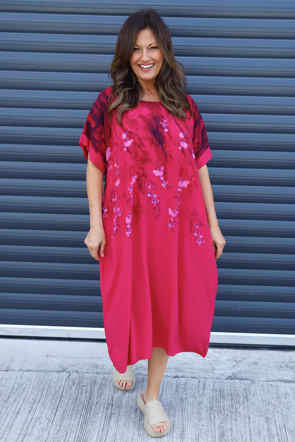 Solada Print Dress Hot Pink