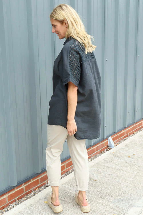 Theodora Crochet Detail Shirt Charcoal - Image 4