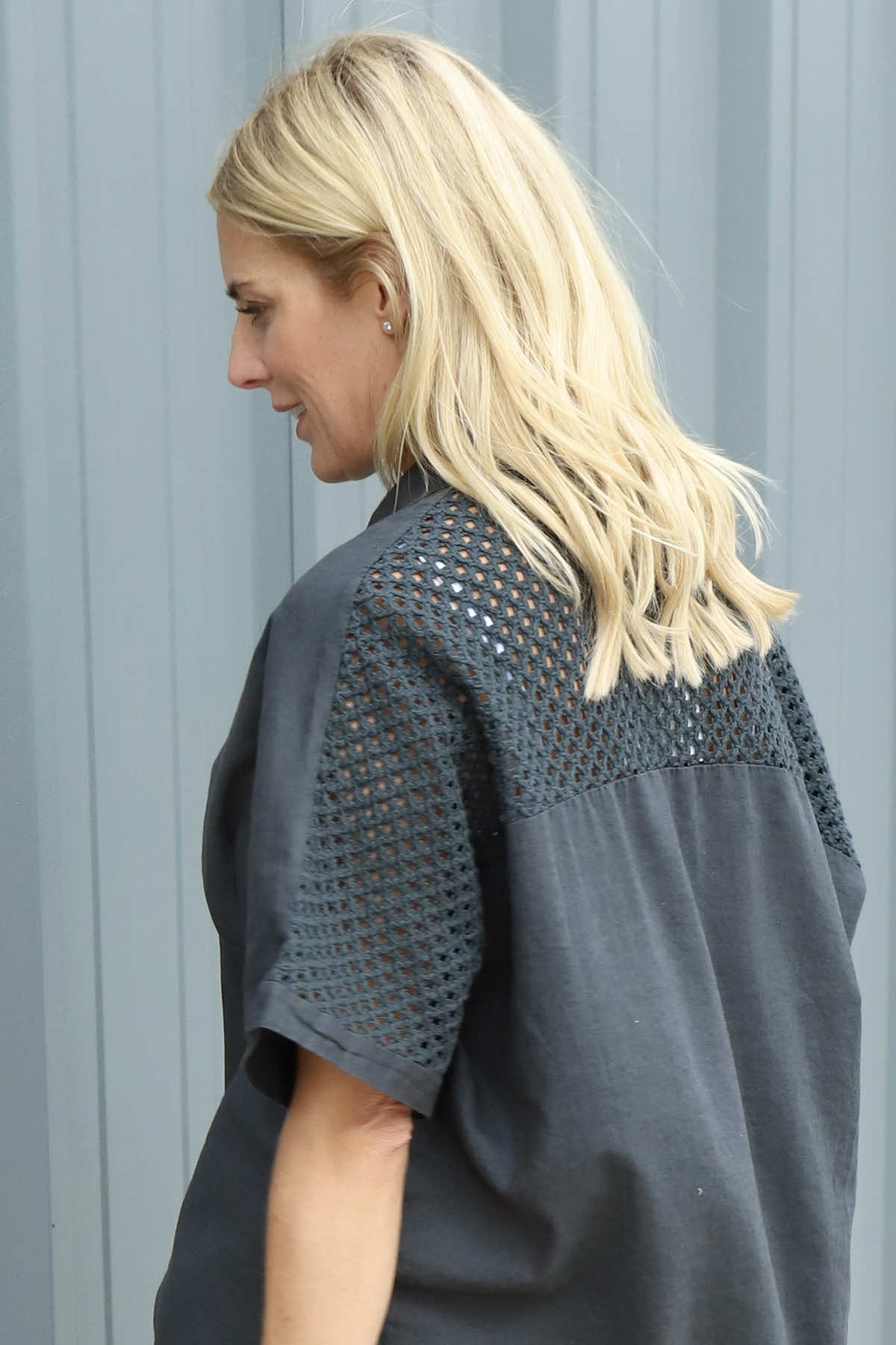 Theodora Crochet Detail Shirt Charcoal